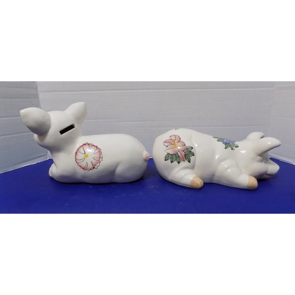 Set of Ceramic Pig Piggy Bank's Figurine Statue Country Farm Decor - Picture 3 of 7